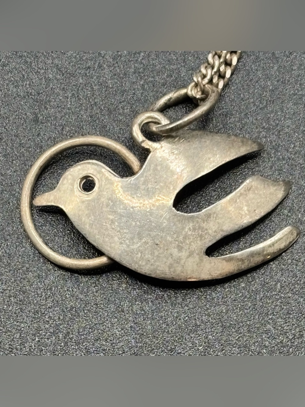 Vintage 925 Sterling Silver Peace Dove Swallow Bird Pendant Necklace 20" Italy